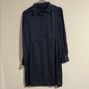 Hatch maternity Delfina Navy Blue Polka Dot satin finish Dress size 0 m/ XS